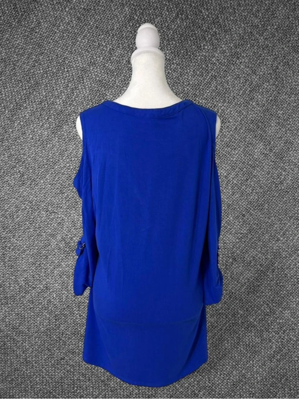 2B Bebe Blue Cold Shoulder Button Front Blouse - Picture 8 of 8